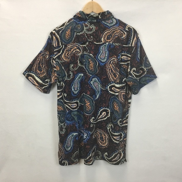 Roark Paisley Casual Button Down Shirt - Blue and Brown - Picture 2 of 10